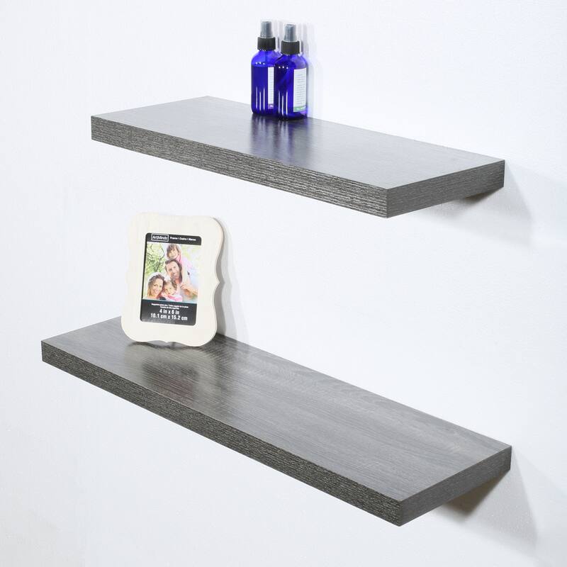 Set of 2 Modern and Contemporary Black Oak Floating Shelf - 31.5*9.25*1.5 inches