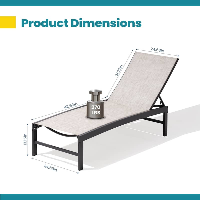 Pellebant Outdoor Adjustable Aluminum Chaise Lounge Chairs (Set of 4) - 23.43 " W x 42.63" D x 13.15" H