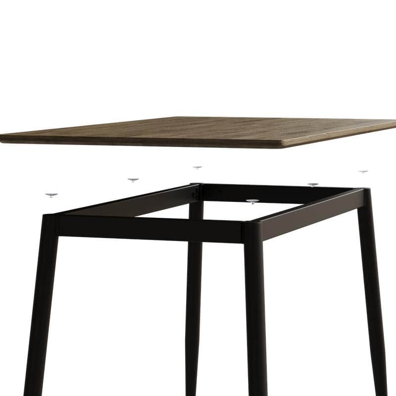Modern Minimalist Dining Table with Black Metal Legs - Seats 6