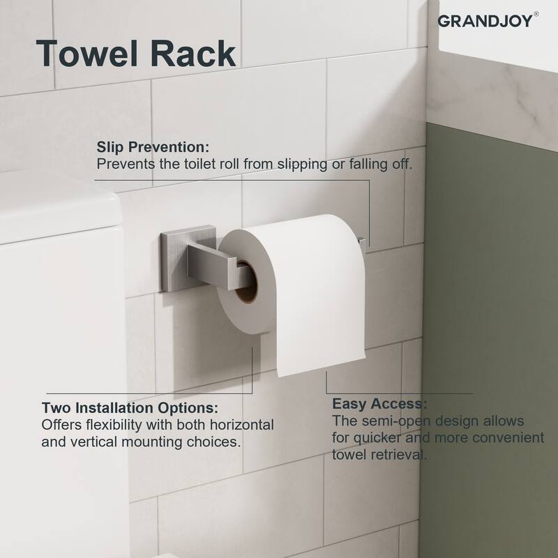 GRANDJOY Dual Shower Heads 12" Rainfall Shower System with 4-Piece Bathroom Towel Rack Combo Set