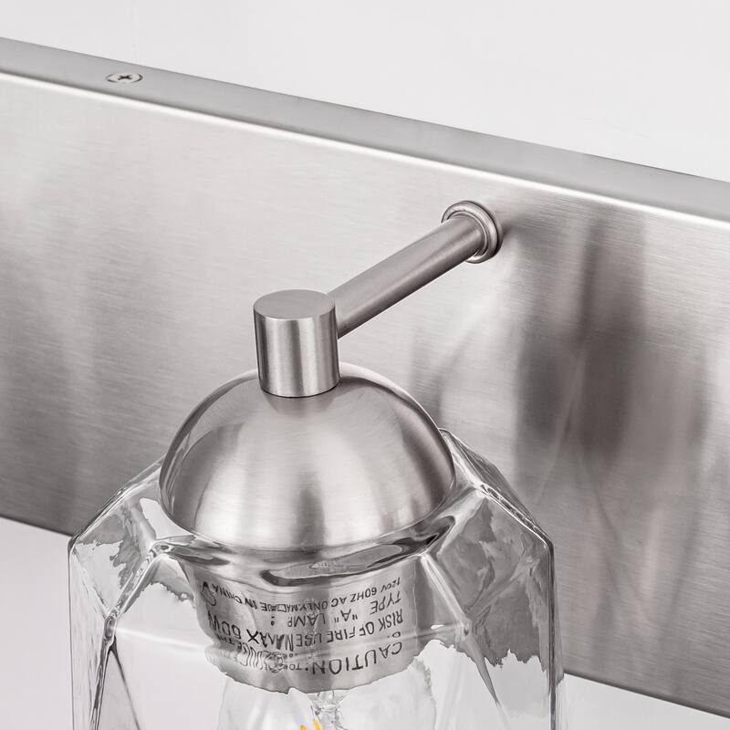 3-Light Brushed Nickel Cylinder Modern Bathroom Vanity Light with Clear Glass Shade,Wall Lamp for Mirror Kitchen Bedroom