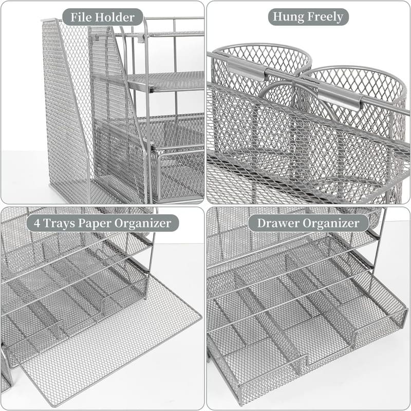 4 Tier Letter Tray Office Desk Organizers - 9.44"D x 13.38"W x 9.05"H