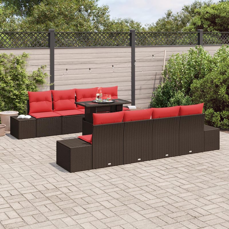 vidaXL 9 Piece Garden Sofa Set with Cushions - 115.8×24.4×27.2