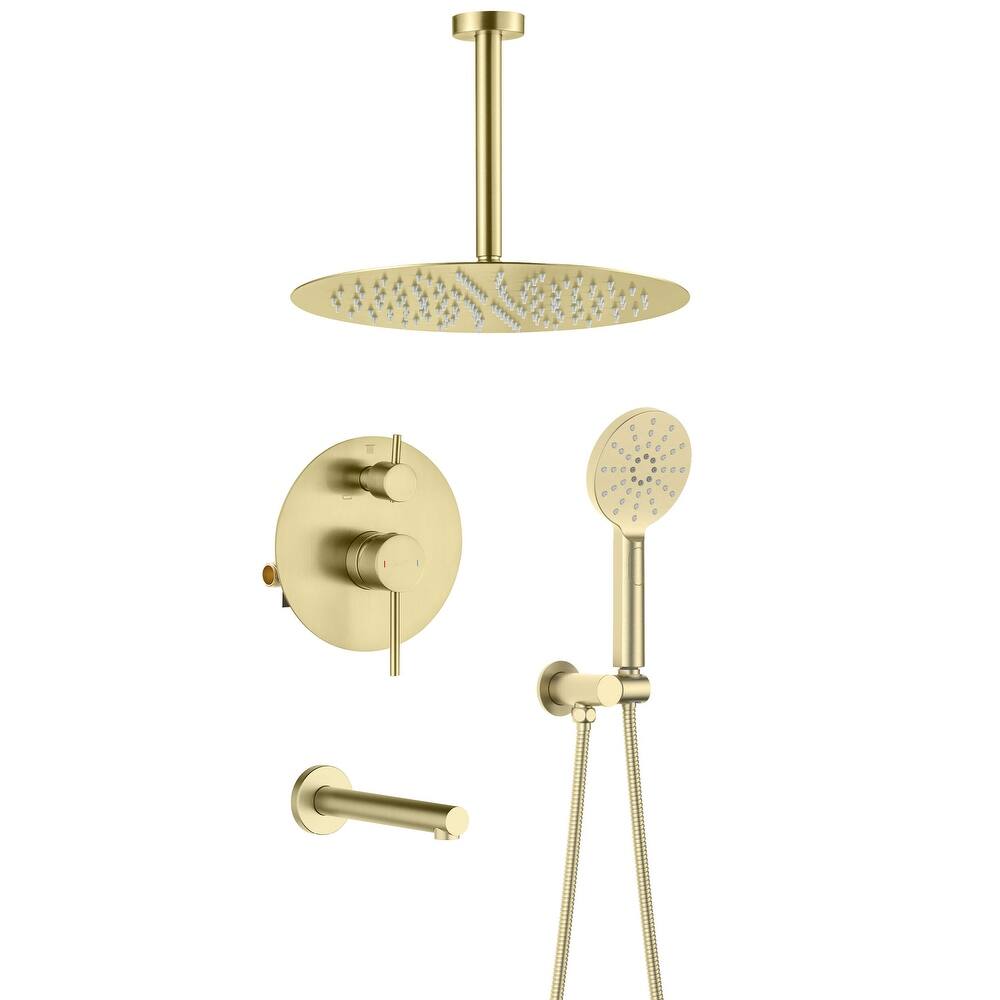 Pressure Balanced Ceiling Mounted 3-Function Shower System with Rough In Valve