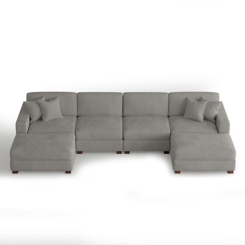 Modern Chenille Oversized Modular Sectional Sofa with 2 Ottoman