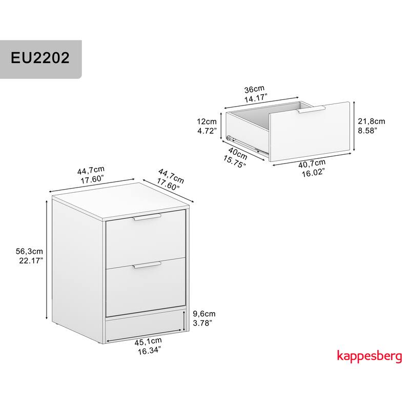 Kappesberg Vails 17 in W Modern 2-Drawer Nightstand – Small Bedroom Storage
