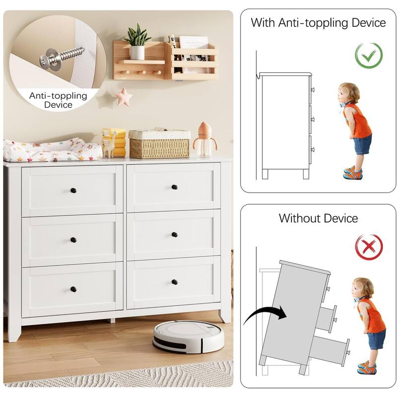5/6 Drawer Dresser for Bedroom, Dresser with Deep Drawers & Metal Knobs, Modern Wooden Chests of Drawers