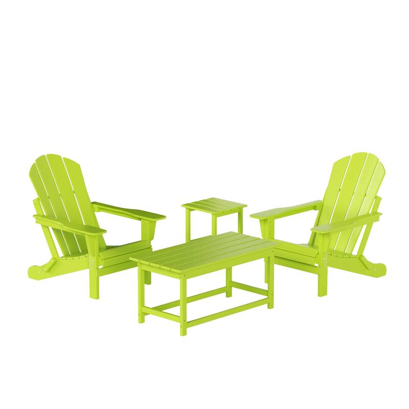 Laguna Hdpe All Weather Outdoor Patio Foldable Adirondack Chairs Conversation Set (4-Piece Set)