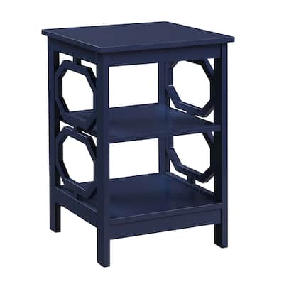 End Table with Octagon Cut Out Sides and Three Tiers, Contemporary Accent Side Table with Spacious Open Shelves for Storage