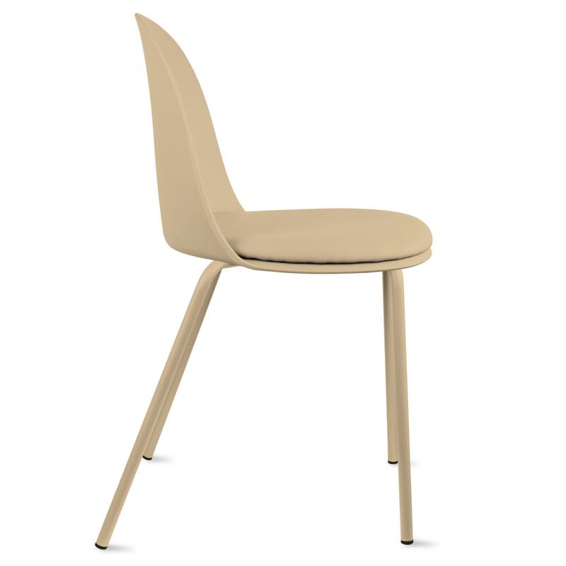 Set of 2 Plastic Dining Chairs Padded Seat Cushion For Kitchen Outdoor Patio Office Waiting Room Breakroom Guest