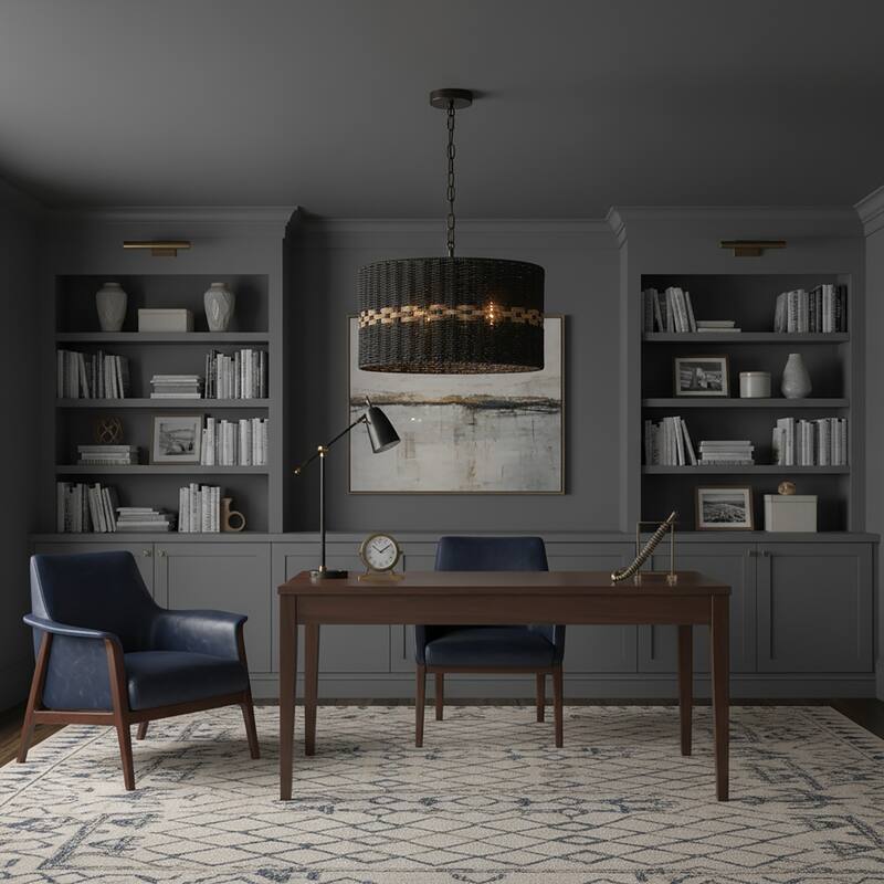 Kira 3-Light Rattan Rope Drum Pendant, Coastal Boho - Handwoven - 18" Wide