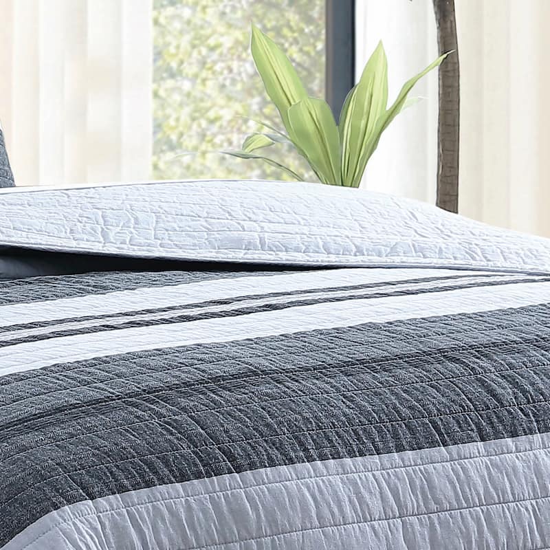 Nautica Ardmoore Cotton Reversible Grey Quilt Set