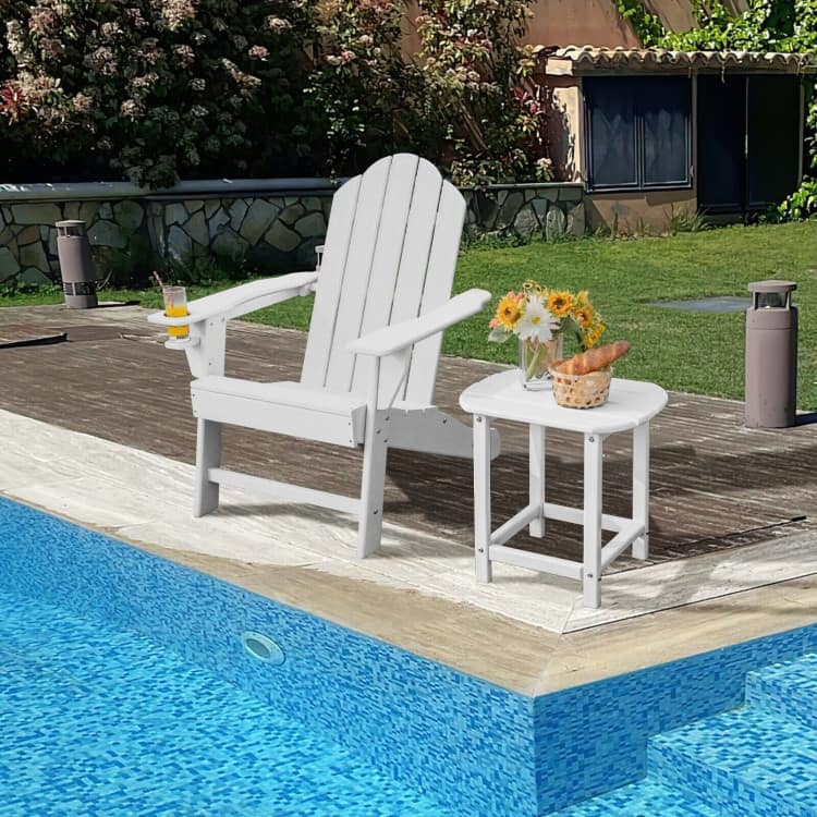 Outdoor Adirondack Chair with Built-in Cup Holder for Backyard Porch - 34" x 31" x 37" (L x W x H)