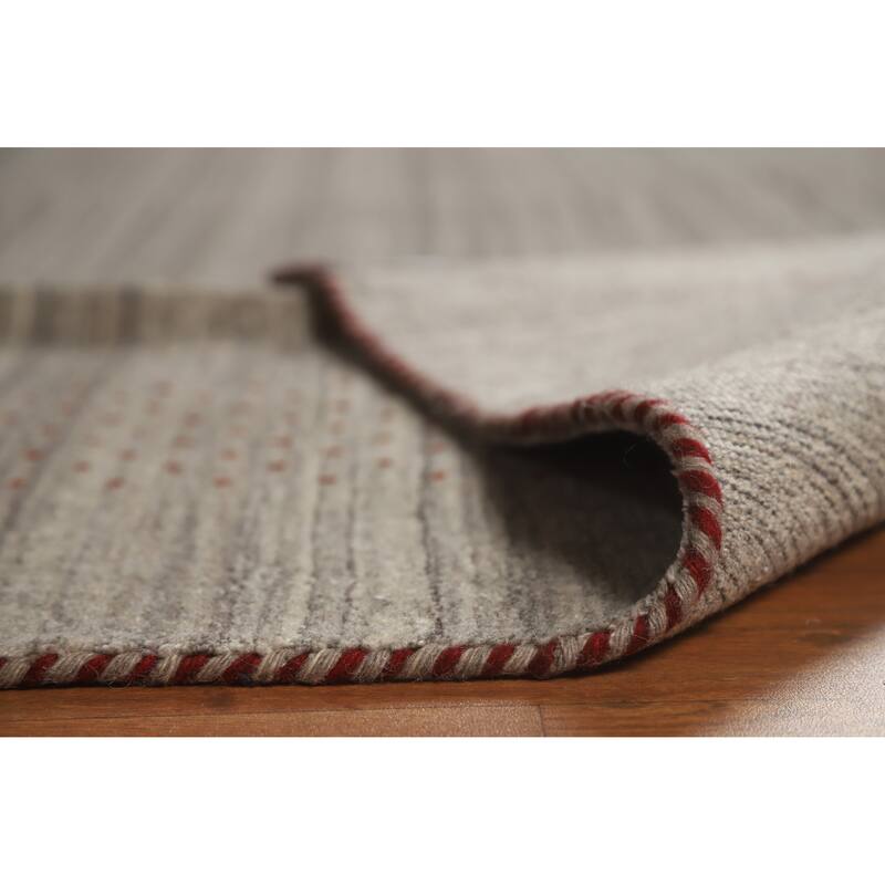 Hand Knotted Oriental 100% Wool Carpet Tribal Tribal Greys & Charcoal Gabbeh Area Rug - 9' 10'' X 7' 10''