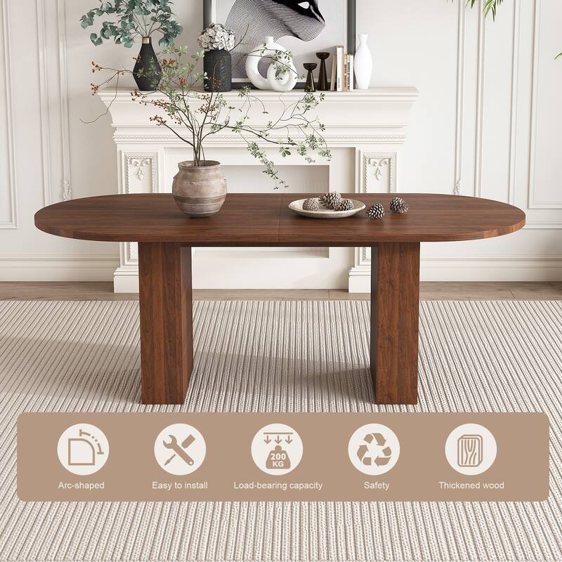 Oval Dining Table for 6, Kitchen Table with Wood Tabletop, Waterproof Meeting Table Home Office Table