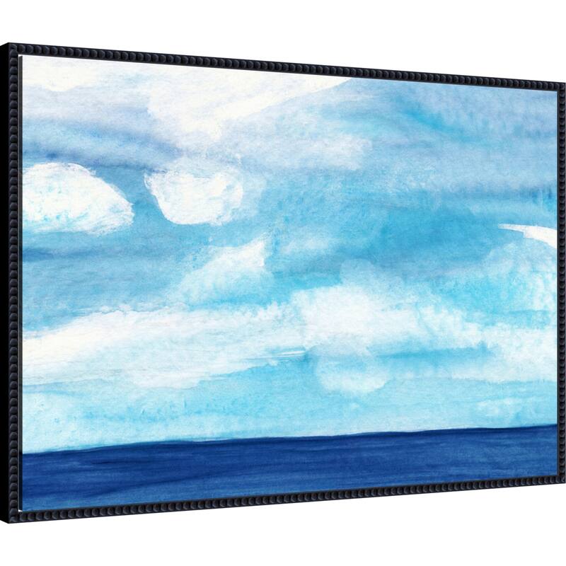 Tranquil Blue Ocean with Cloudy Skies by Danushka Abeygoda Framed Canvas Wall Art Print