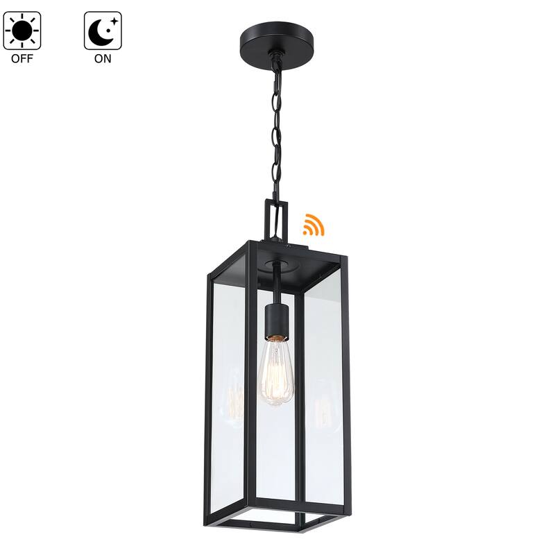 Matte Black Outdoor Hanging Lantern Pendant Light Ceiling Mount Hukoro - Middle
