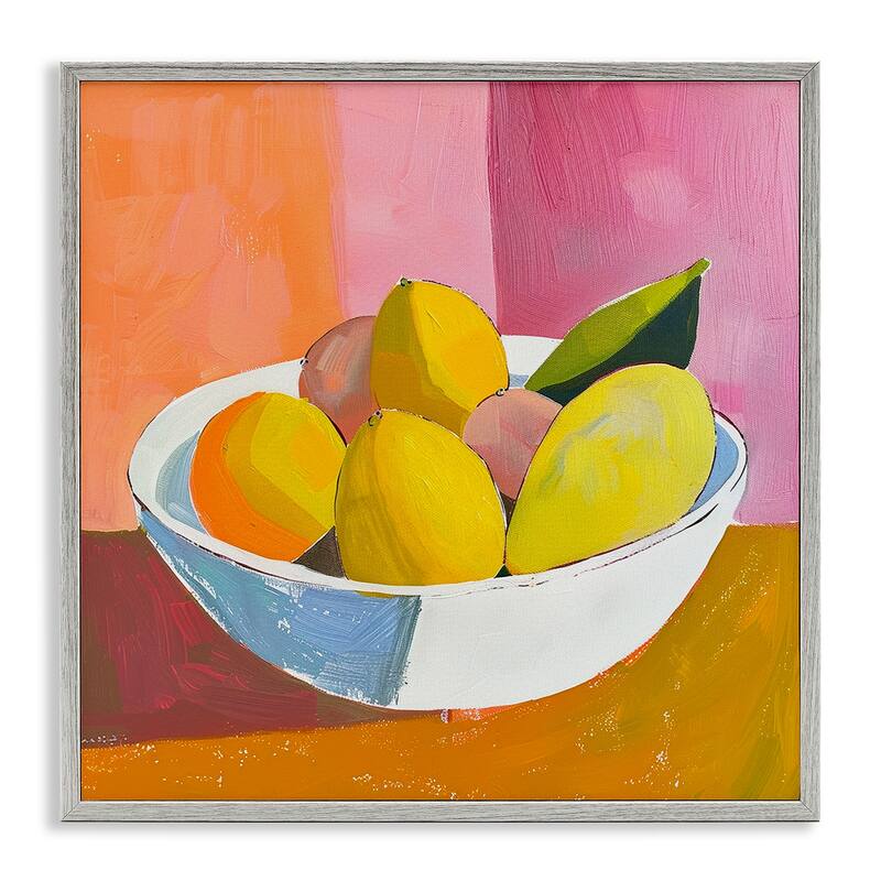 Stupell Bold Kitchen Citrus Fruits Framed Giclee Art Design By Walker Noble - 17 x 17 - Grey