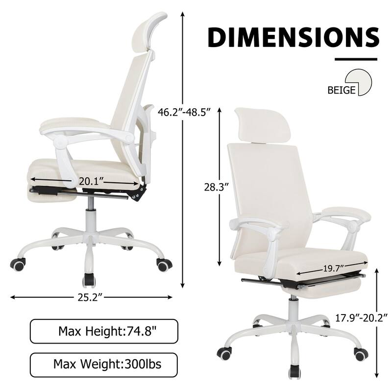 Ergonomic Mesh Office Chair with Adjustable Lumbar Support & Footrest