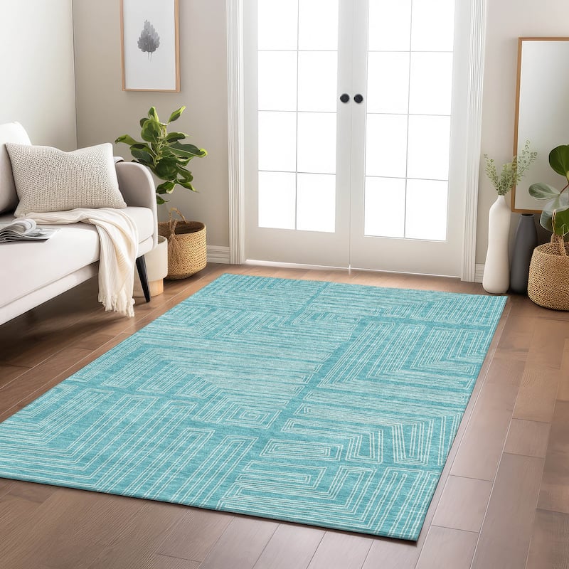 Machine Washable Indoor/ Outdoor Contemporary Stack Chantille Rug