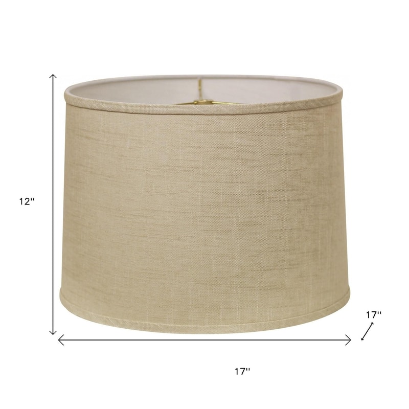 HomeRoots Light Yellow Linen Drum Lamp Shade - 17