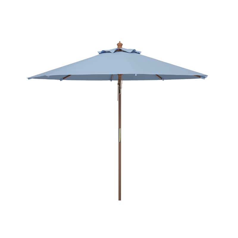 SAFAVIEH Zlatana 9 Ft Wooden Outdoor Umbrella - Baby Blue