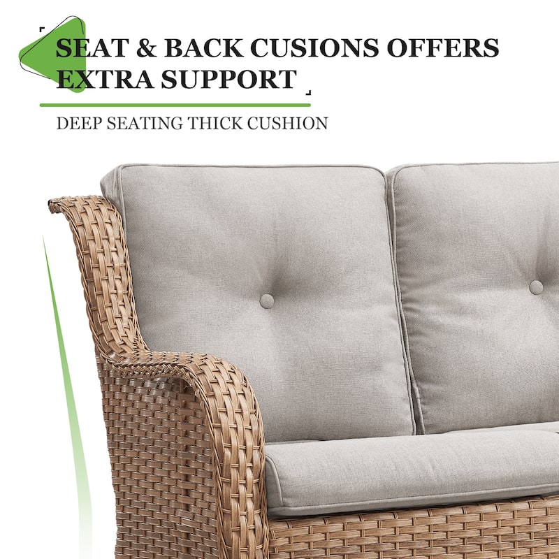 Gymojoy Patio Loveseat Sofa with Cuhsion