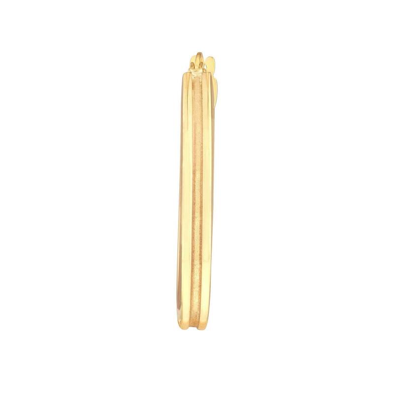 Curata 10k Yellow Gold 20x3mm Grooved Design Oval Hoop Earrings