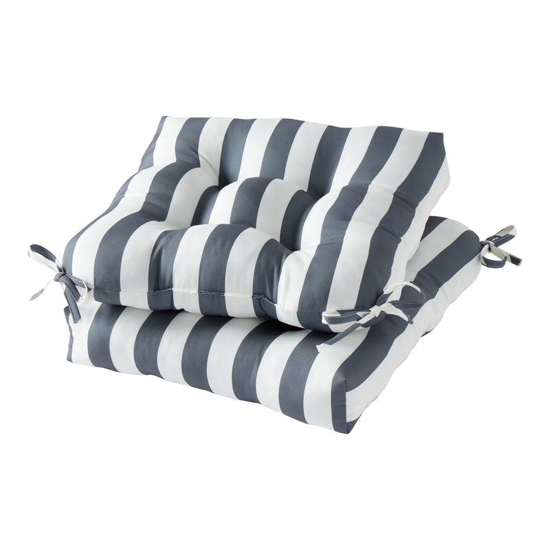 Outdoor 20-inch Polyester Dining Seat Cushion (Set of 2) - Canopy Stripe Gray