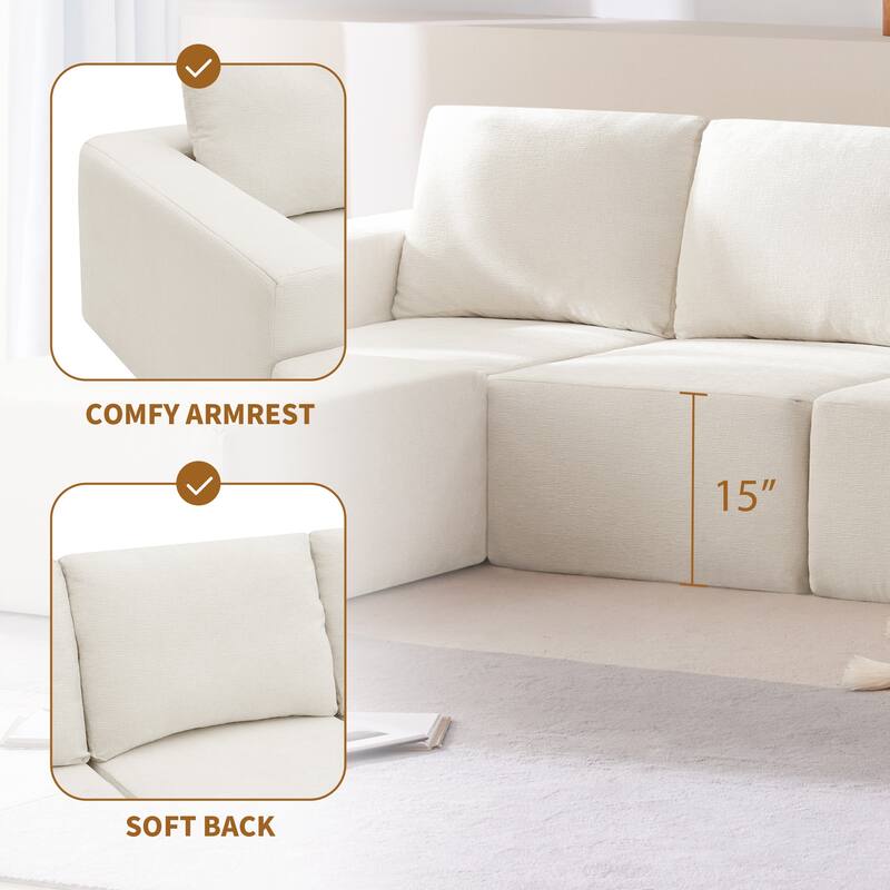 Modular U Shaped Sectional Sofa With Ottomans,Luxury Cloud Chenille Floor Couch With Deep Seat,Fully Compressed Upholstered Sofa