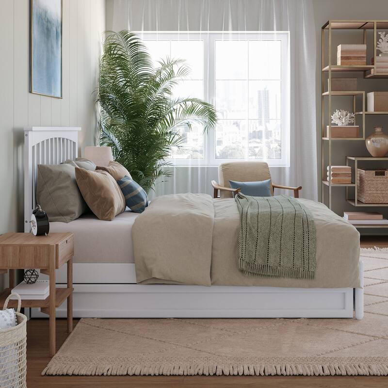 Everett Platform Bed with Panel Footboard and Twin Trundle