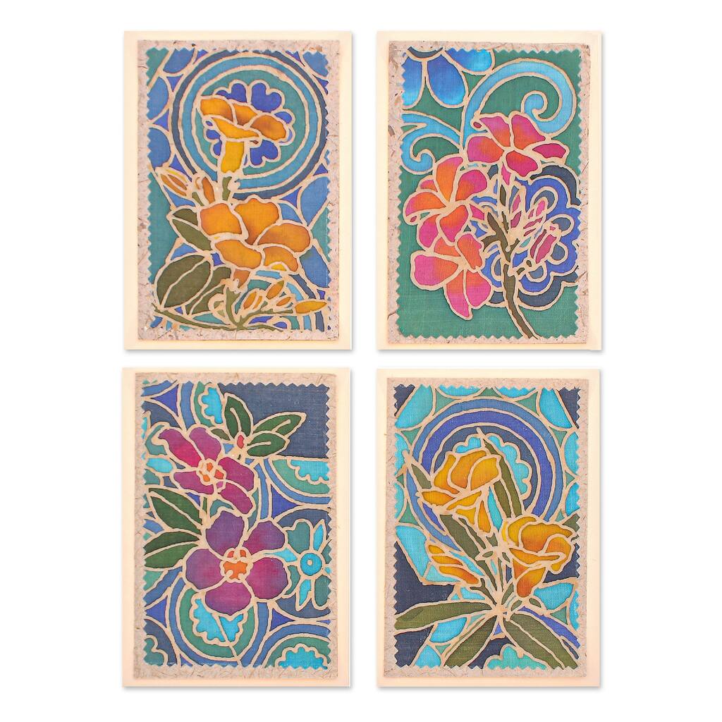 Novica Handmade Thai Paradise Cotton And Paper Greeting Cards (Set Of 4)