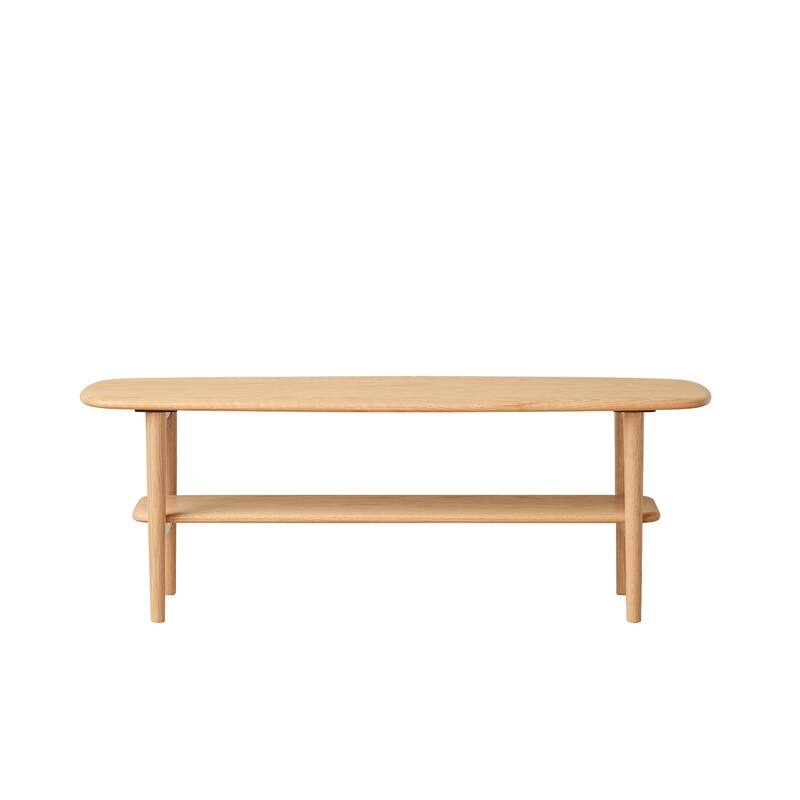 Christopher Knight Home - Hudson Solid Oak Coffee Table with Storage Shelf for Living Room & Home Office