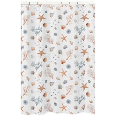 Sweet Jojo Designs Ocean Seashells Boy, Girl, Unisex/Gender Neutral Bathroom Fabric Bath Shower Curtain Nautical Beach Theme Sea