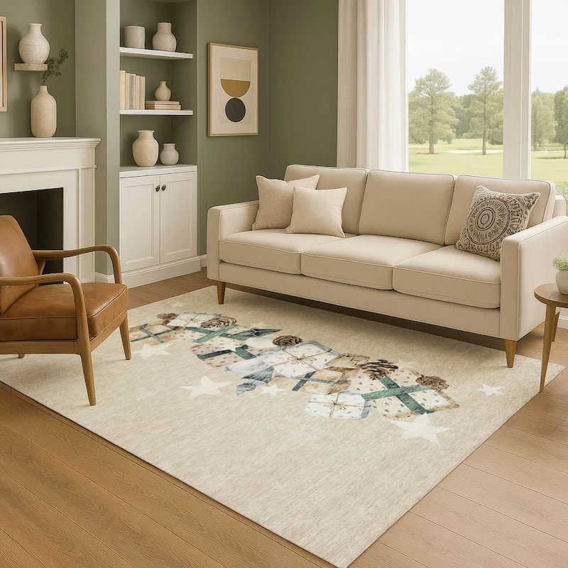 Premium Washable Super Soft Christmas Presents Mayfield Rug - Beige - 9' x 12'