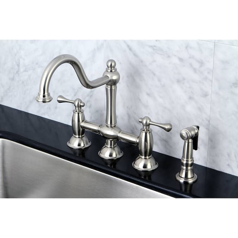 Kingston Brass Restoration 1.8 GPM Bridge Kitchen Faucet - Includes