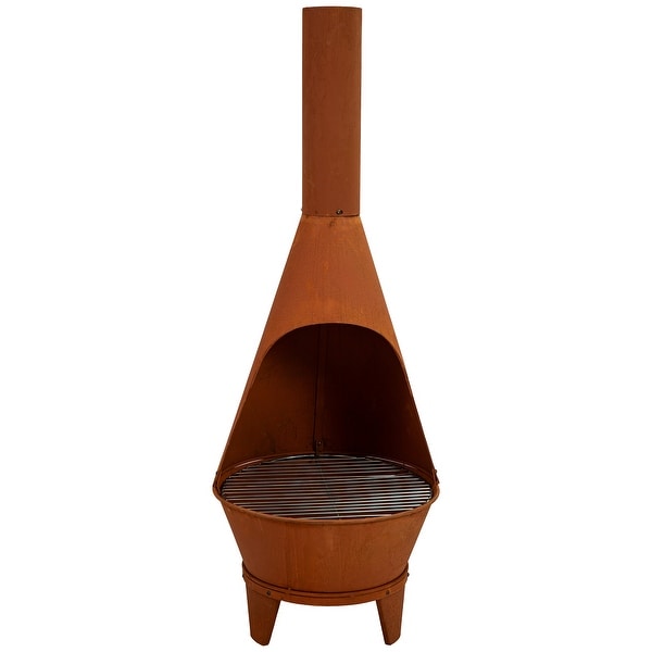 Sunnydaze Large Chiminea Outdoor Fireplace with Grill Grate - Bed