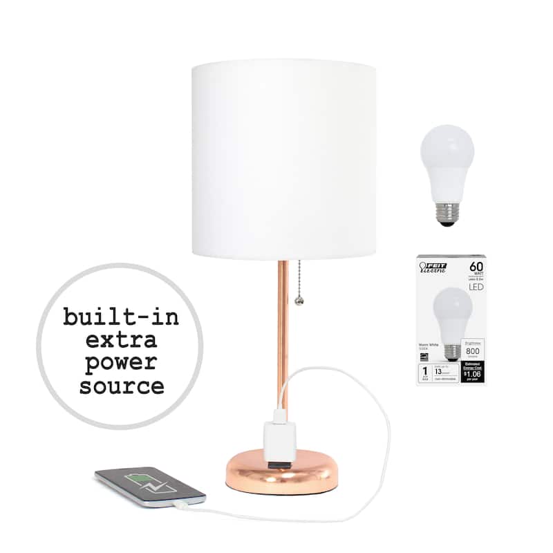 Simple Designs 9.5" Desk Lamp with Charging Outlet and LED Bulb Included - 19.50