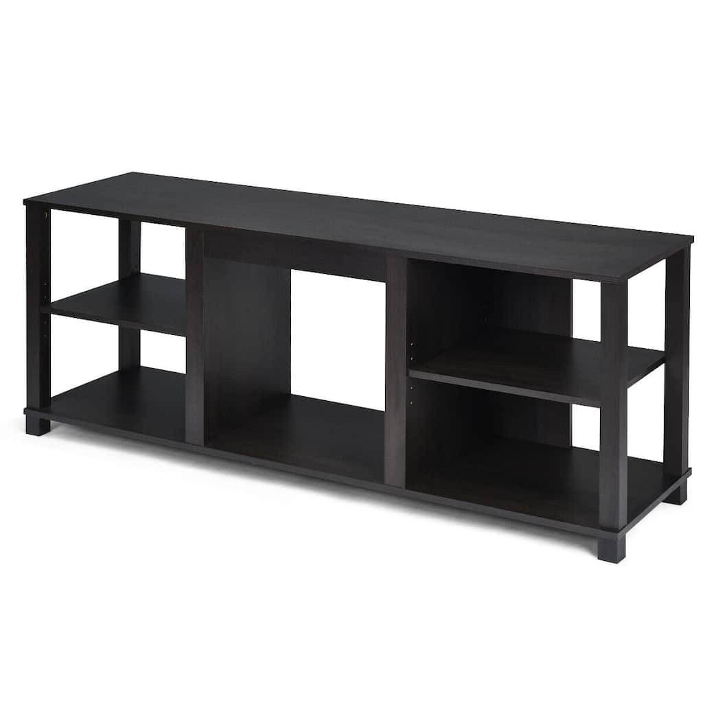 Gymax 2-Tier TV Stand Storage Cabinet Console Adjustable Shelves