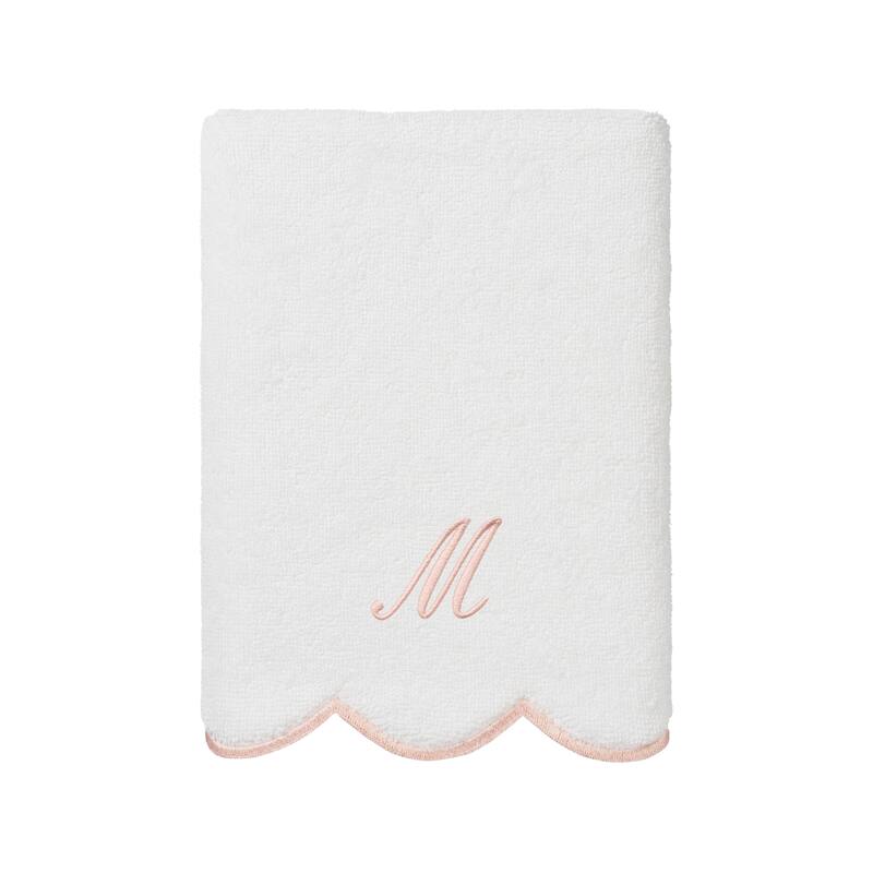 Authentic Hotel and Spa 100% Turkish Cotton Pink ADORNIA Scallop Personalized 3 Piece Towel Set - 3 Piece Set