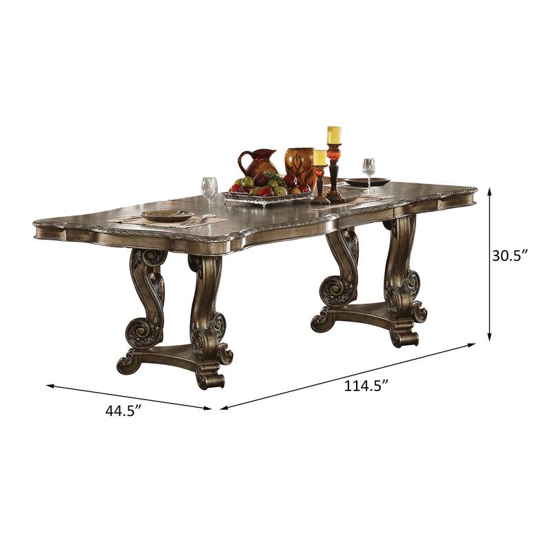 Brocke Vintage Oak Extendable Dining Table with Double Pedestal