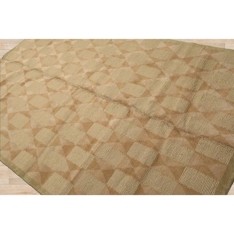 5'9''x9 Hand Knotted Wool Moss Tibetan Modern & Contemporary Loop n cut pile Rug - 5' 9'' x 9'