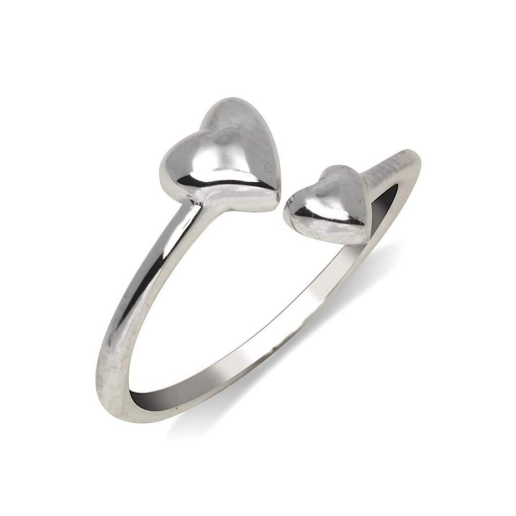 Curata Solid 10K Yellow or White Gold Small Heart Bypass Adjustable Toe Ring (10mmx15mm)