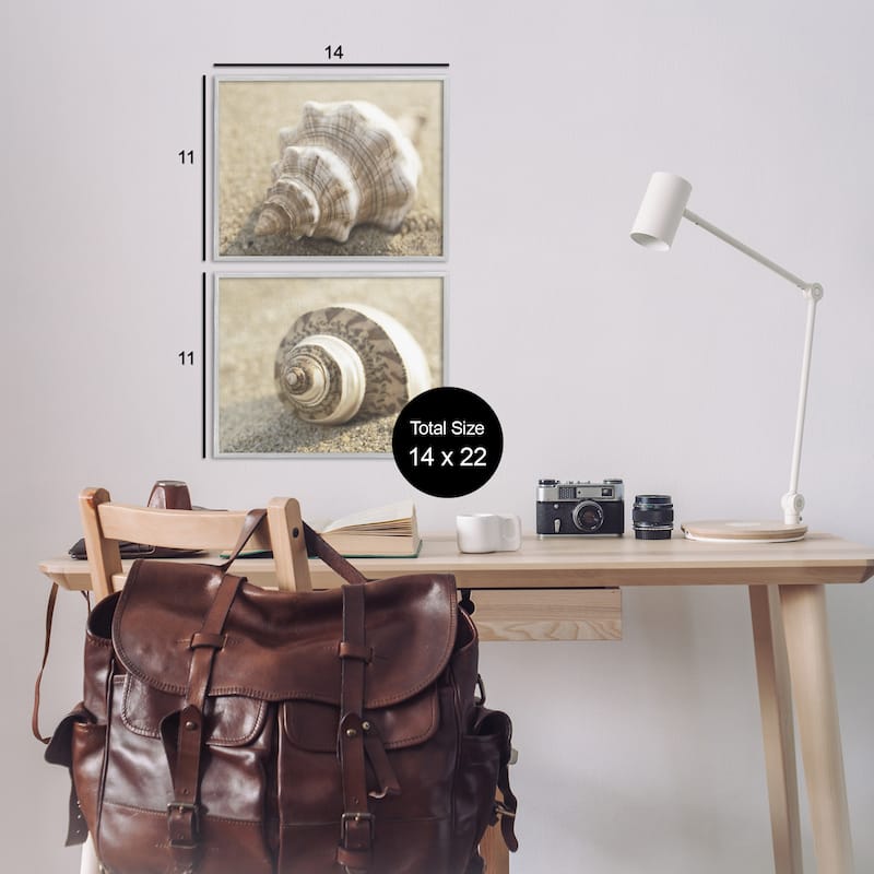 Stupell Neutral Tone Sea Life Framed Giclee Art Design By Dora Rotondella (Set of 2)