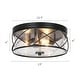 preview thumbnail 6 of 11, Raretta Modern Farmhouse Black 3-Light Drum Flush Mount Glass Ceiling Light - D13" x H6"