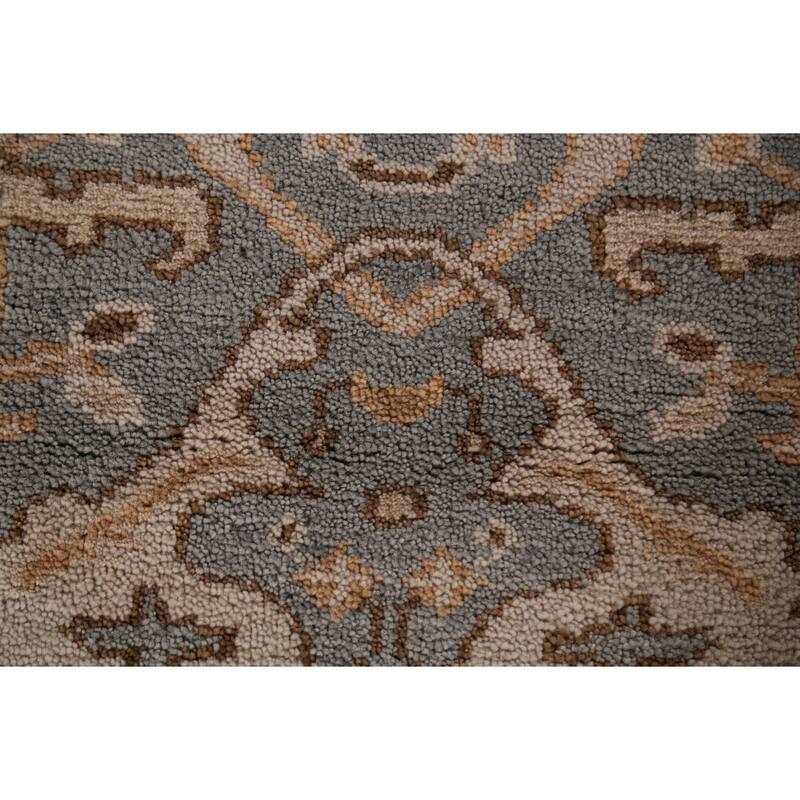 Gray Oushak Indian Runner Rug Hand-Knotted Wool Carpet - 2'8" x 8'1"