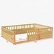 preview thumbnail 4 of 7, Natural Full Size Floor Bed Frame with Fence, Kids Beds Frame for Bedroom Playroom