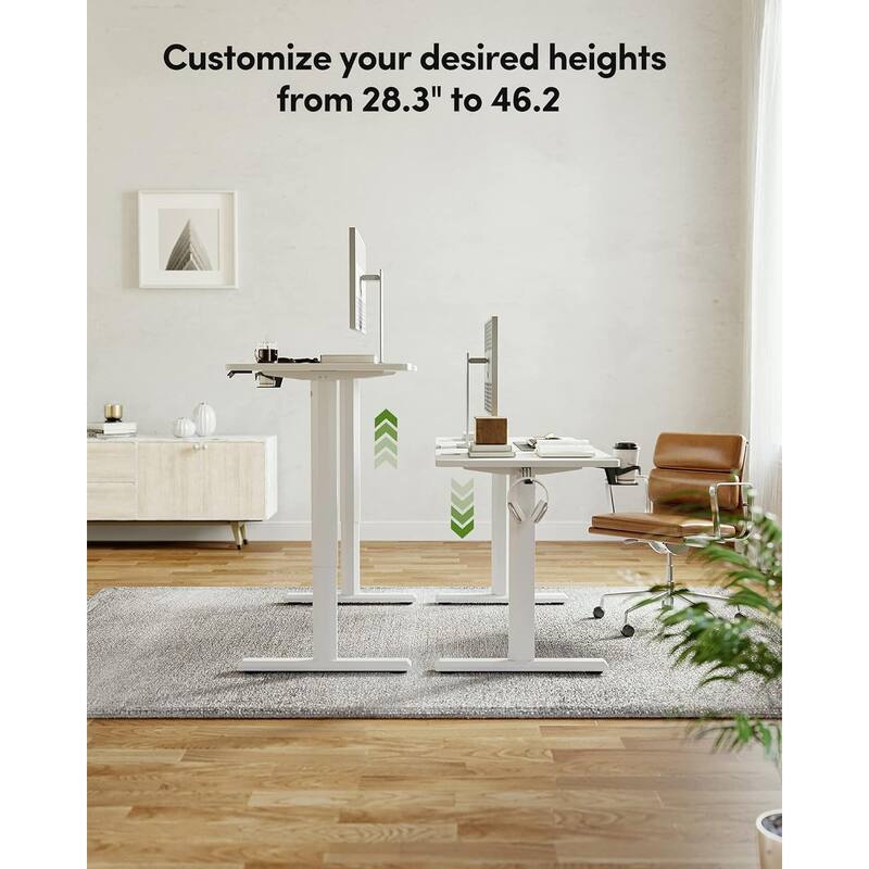 FEZIBO Height Adjustable Electric Standing Desk, Stand up Table, Sit Stand Home Office Desk with Splice Board