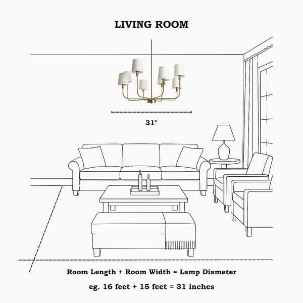dimension image slide 0 of 3, Mid-Century Modern Gold 6/8-Light French Chandelier Fabric Pendant Lights for Dining Room