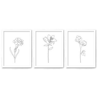 Floral Sketches By Explicit Design 3 Piece Framed Print Wall Art Set